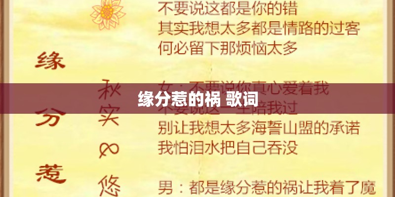 缘分惹的祸 歌词
