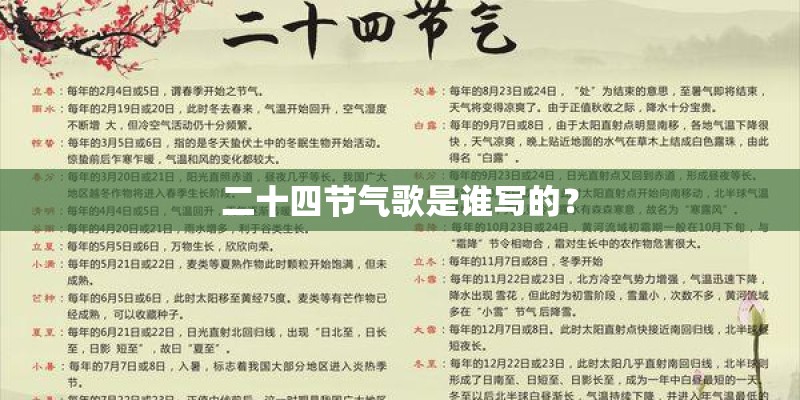 二十四节气歌是谁写的？
